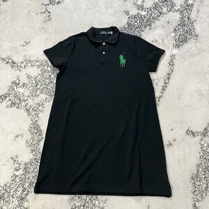 Polo Ralph Lauren Black Polo Shirt Dress Size XL Green Big Pony NWOT